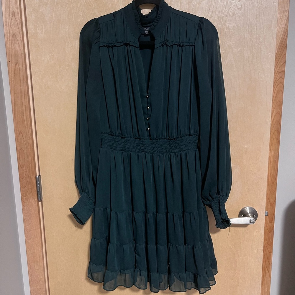 Ever New Dark Teal Long Sleeve Tiered Dress